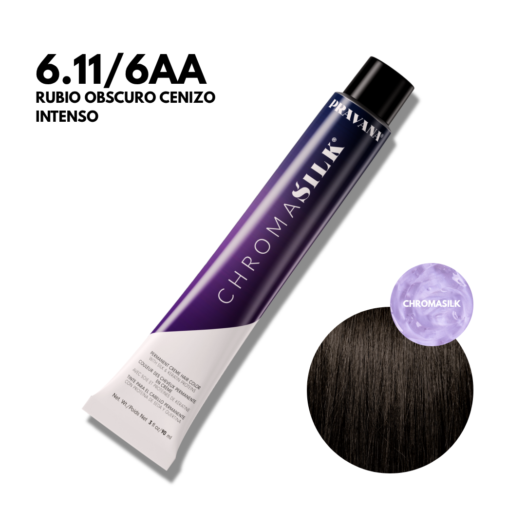 6.11/6AA Rubio Obscuro Cenizo Intenso Chromasilk Permanente