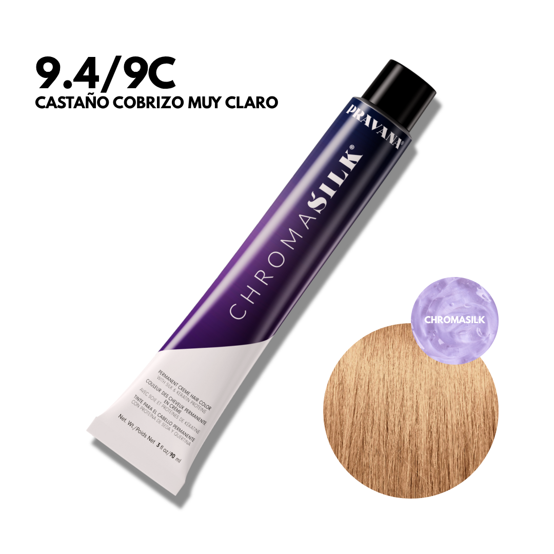 9.4/9C Castaño Cobrizo Muy Claro Chromasilk Permanente