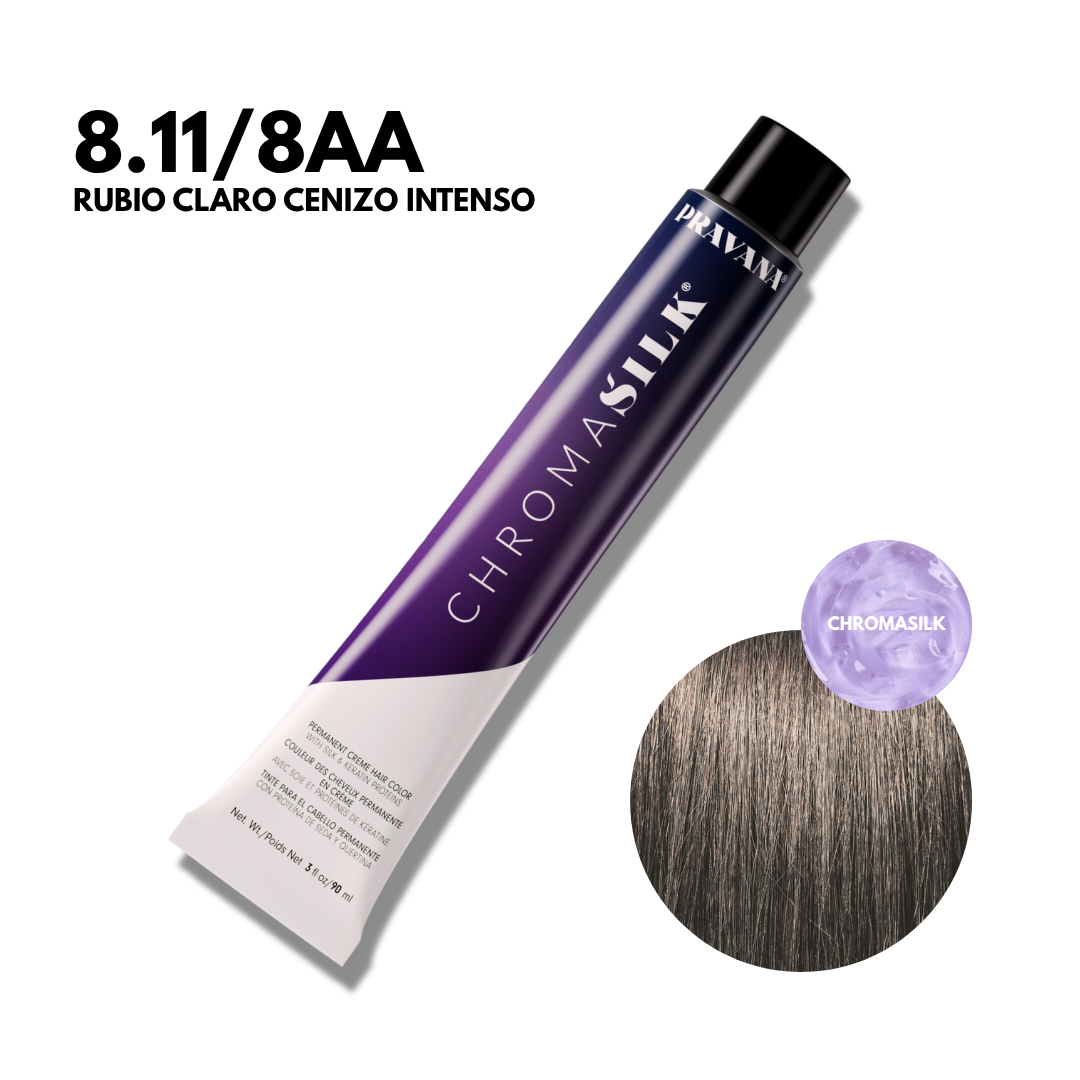 8.11/8AA Rubio Claro Cenizo Intenso Chromasilk Permanente