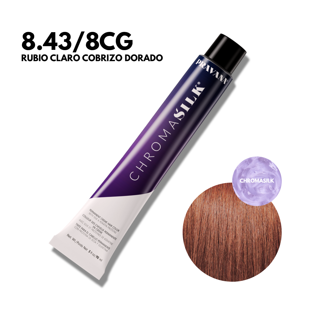 8.43/8CG Rubio Claro Cobrizo Dorado Chromasilk Permanente